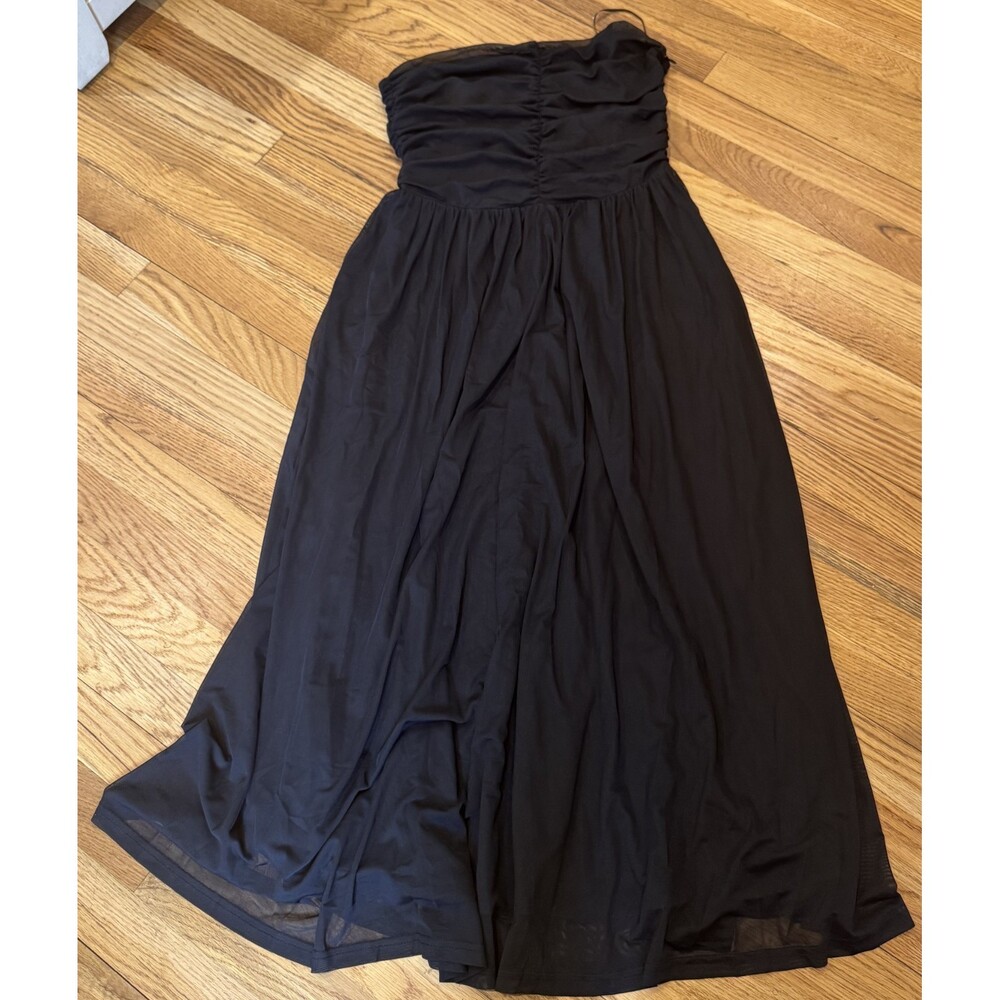 Nwt Womens Dresstells Black Strapless Free Flowing Mid Calf Dress Med